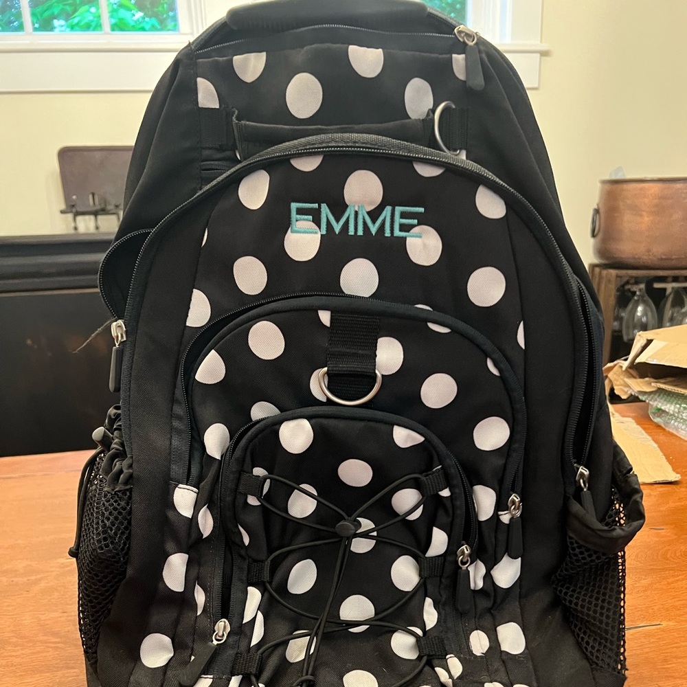 EMME Black and White Polka Dot Backpack